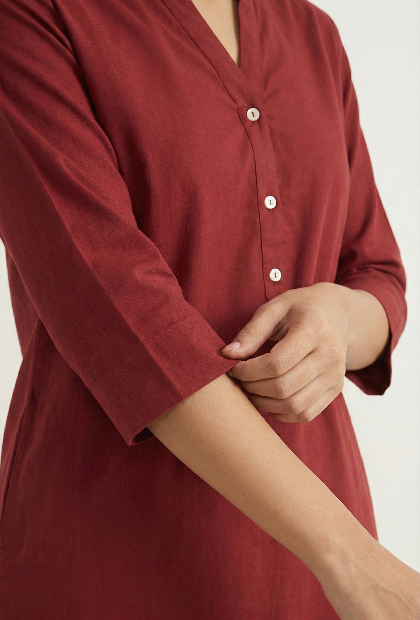 Maroon Linen Long Kurta