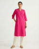 Hot Pink Linen Long Kurta
