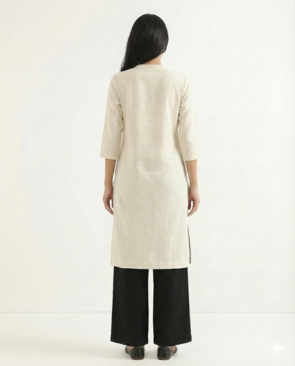 Ecru Airy Linen Long Kurta