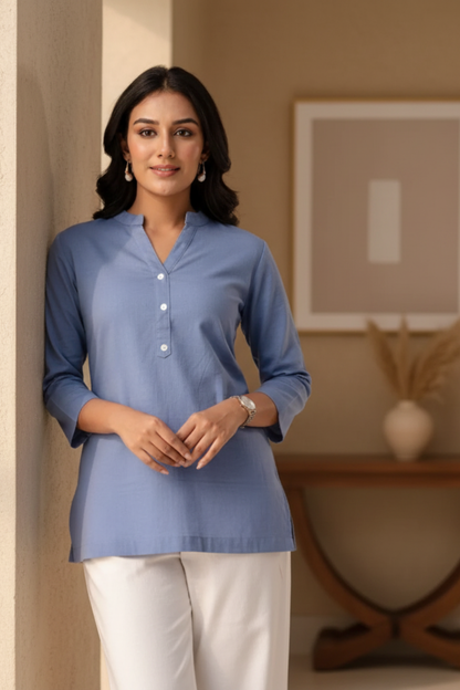 Pastel Blue Short Kurti