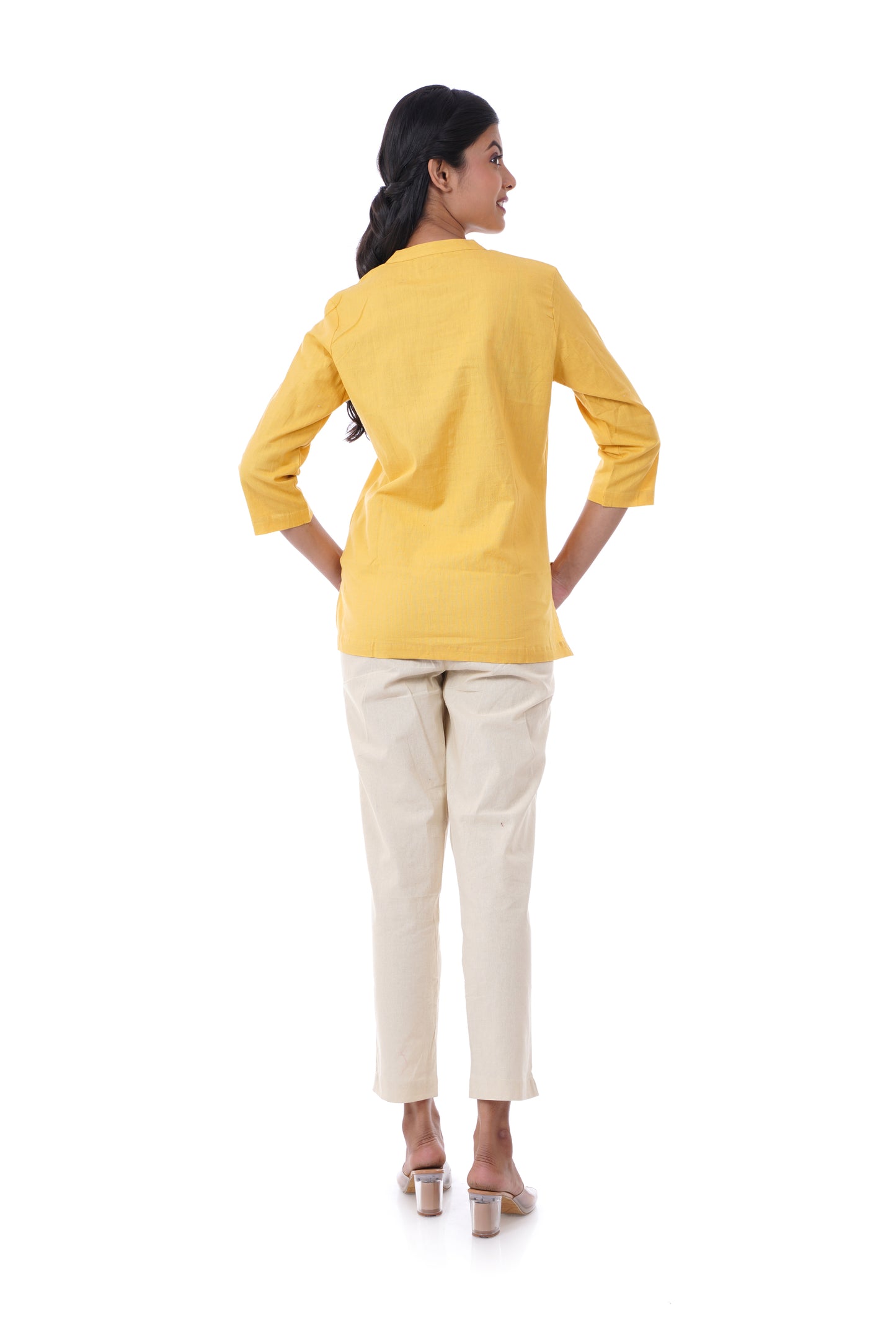 Yellow Solid Short Kurti