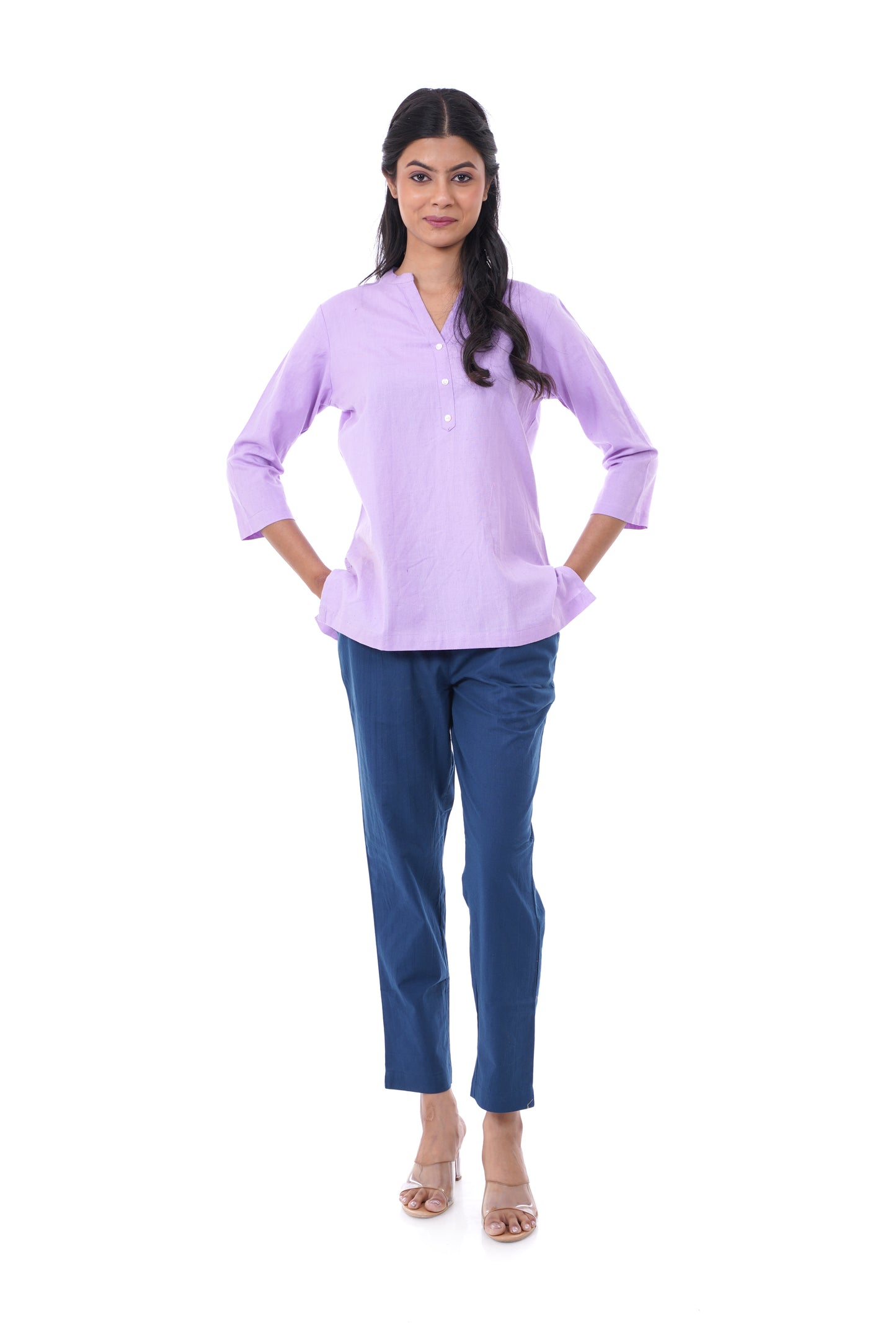 Lilac Solid Short Kurti