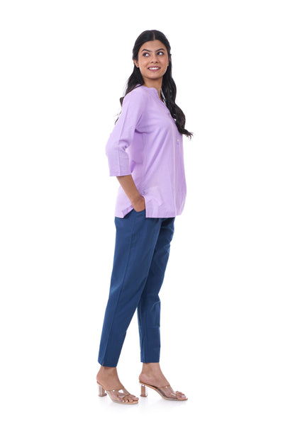 Lilac Solid Short Kurti