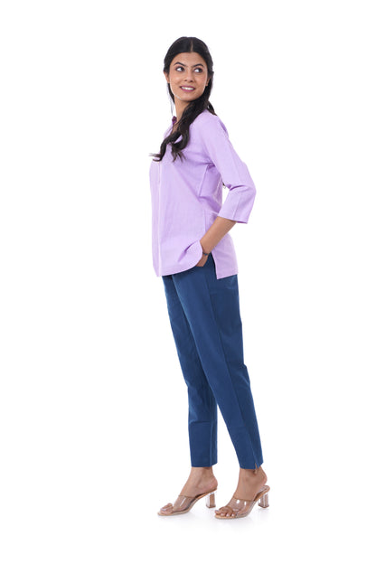 Lilac Solid Short Kurti