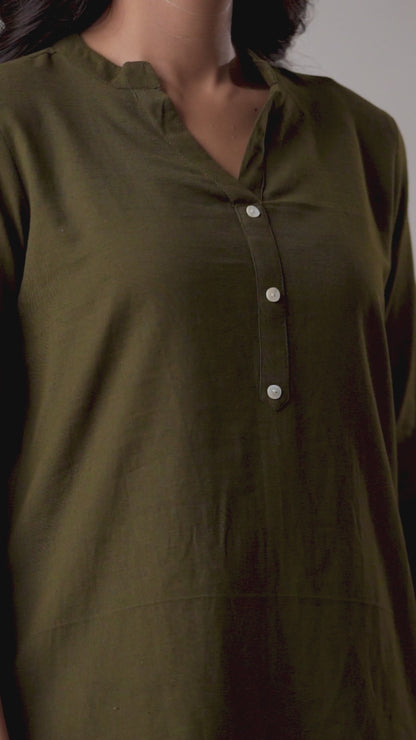 Olive Green Short Kurti