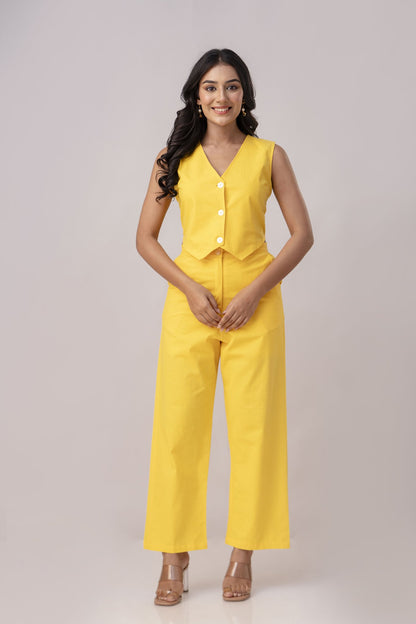 Yellow Waist Coat Co-ord set