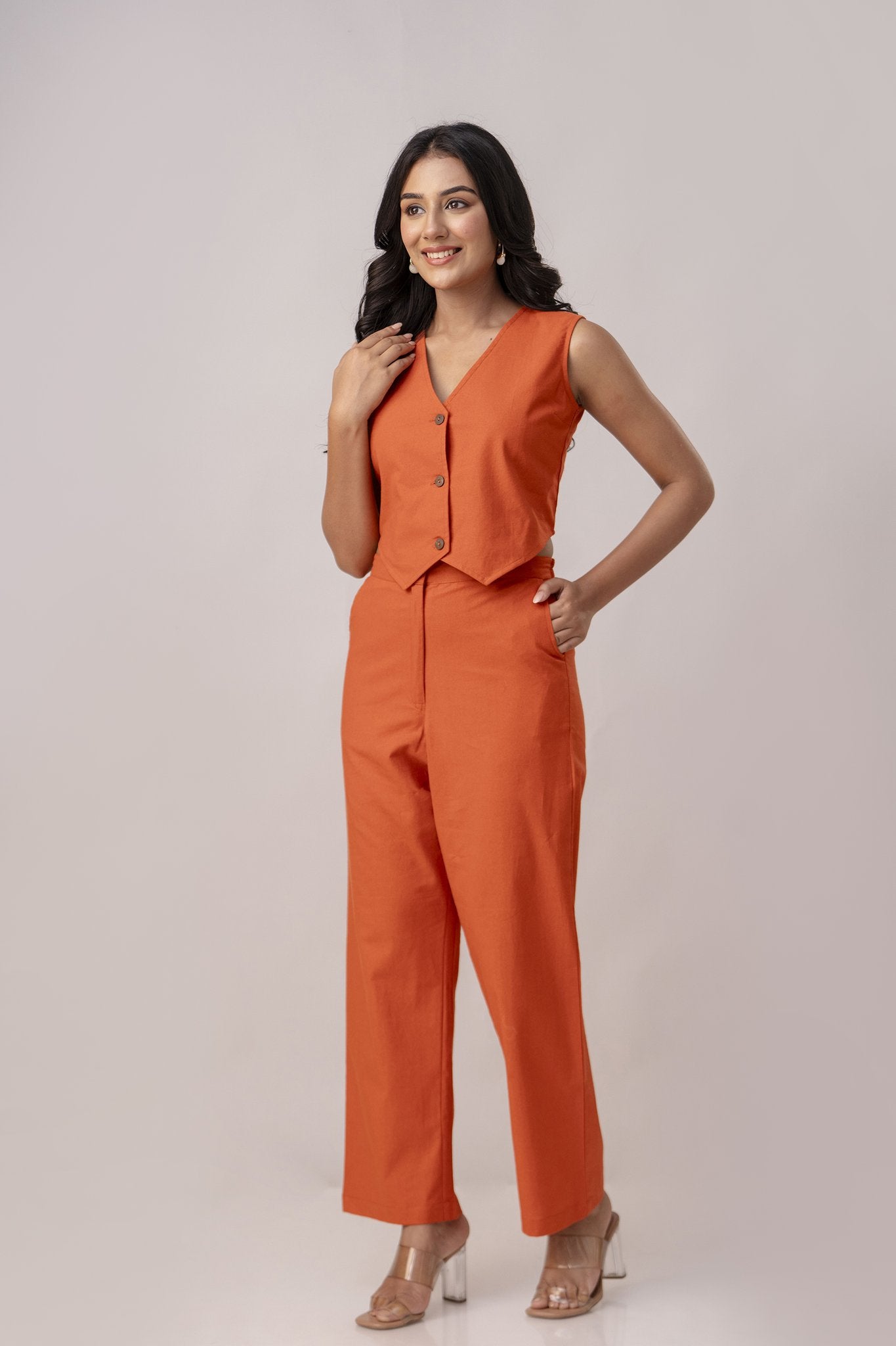 Orange Waist Coat Co-ord set