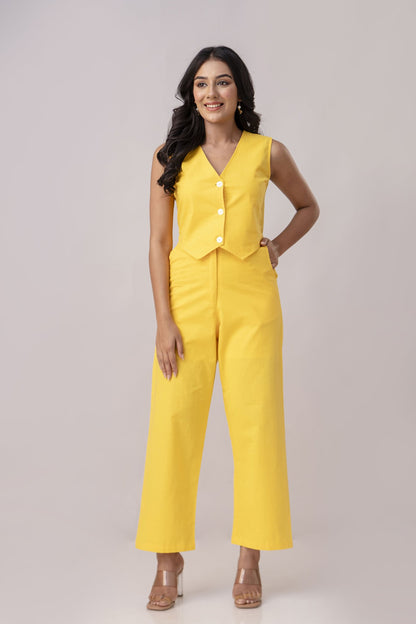 Yellow Waist Coat Co-ord set